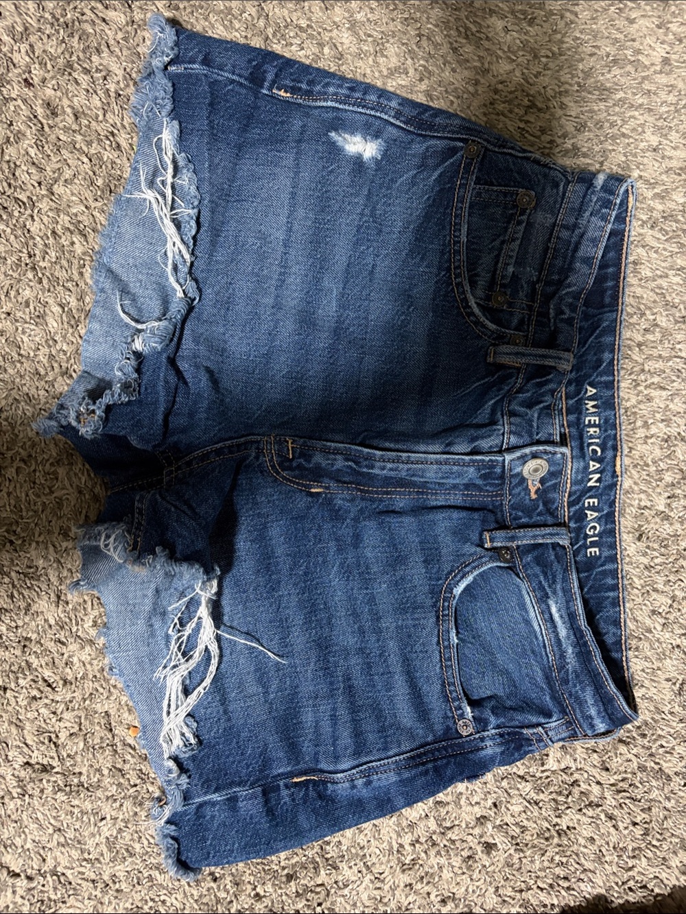 American Eagle Outfitters Blue Distressed Frayed Hem Denim Shorts